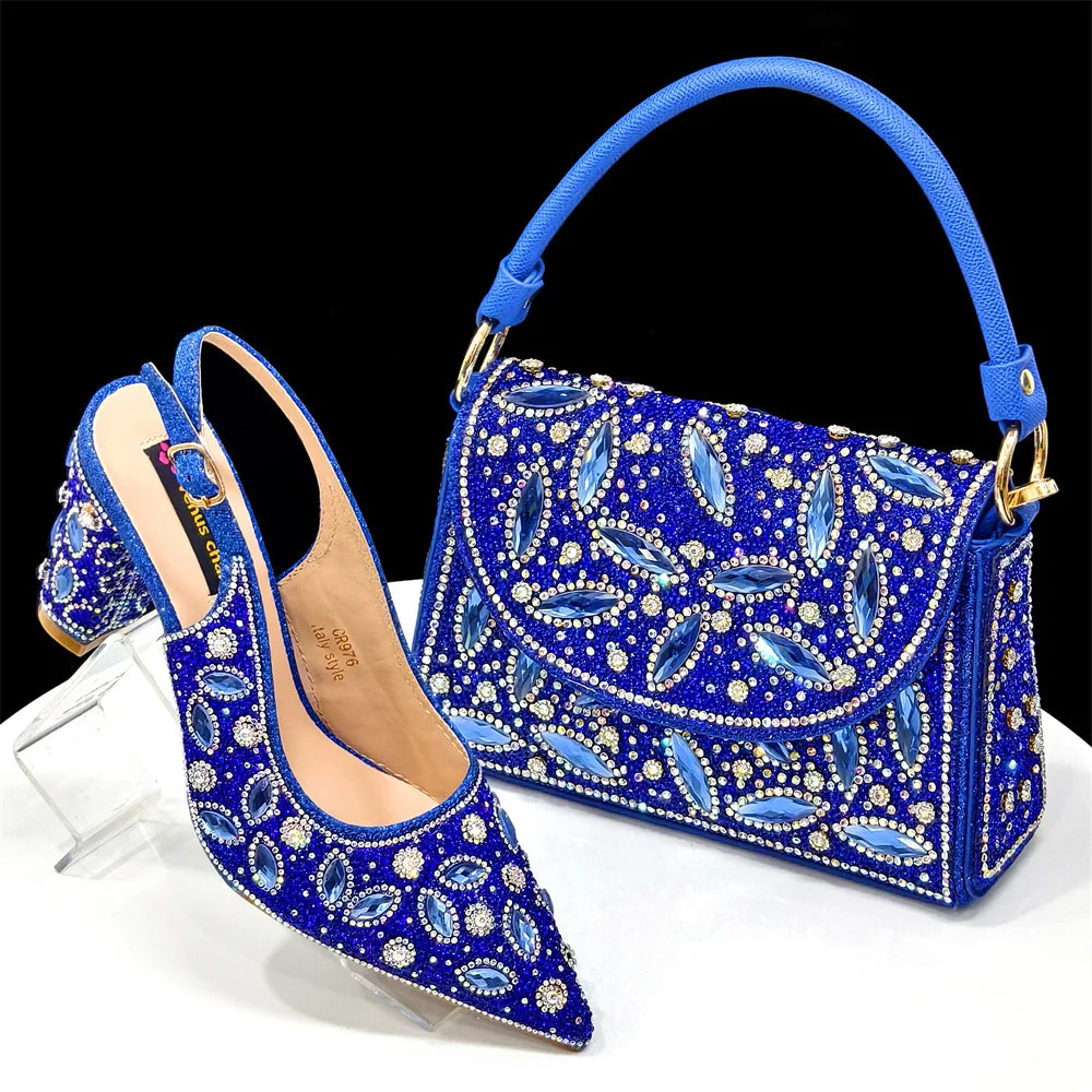 Elegant Italian Style Evening Party Shoe and Bag Set - Comfortable High Heel Women’s Shoes With Chic Hollow Design Handbag