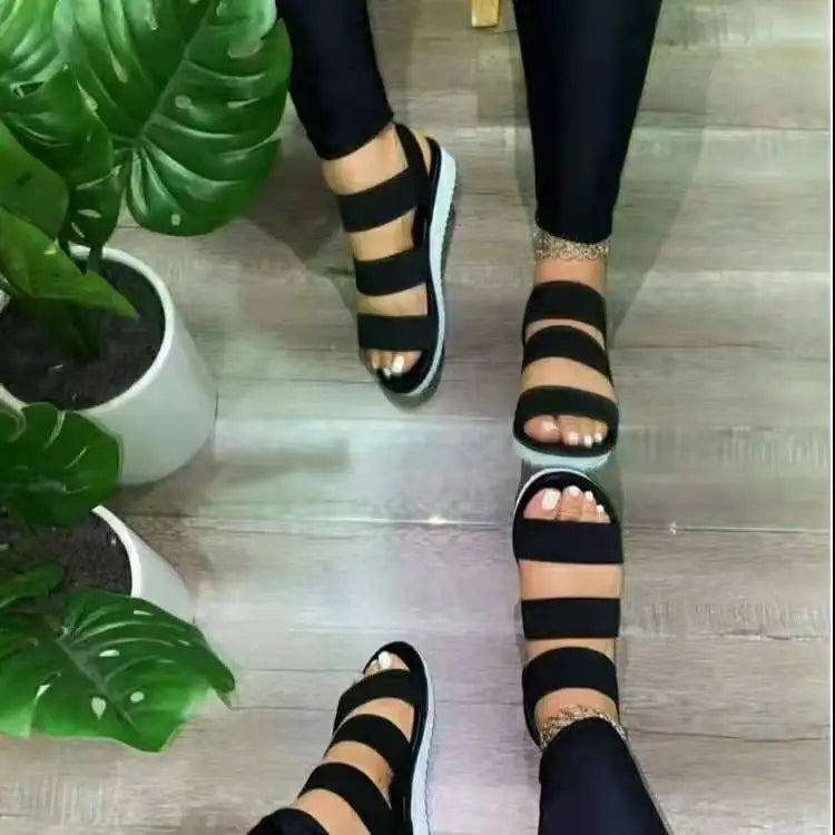 Strand-Sandalen 2025: YBQJOO Women Sandals New Flat Heel Platform Cross Strap - Open Toe Plus Size Outdoor Sport Beach Casual Shoes on Offer 2023 Collection