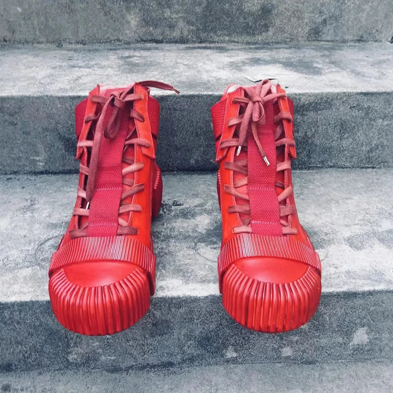 Ghete Black Street Original Design Goodyear Patchwork - Parte superioară din piele, talpă din cauciuc, mărimi 40–46