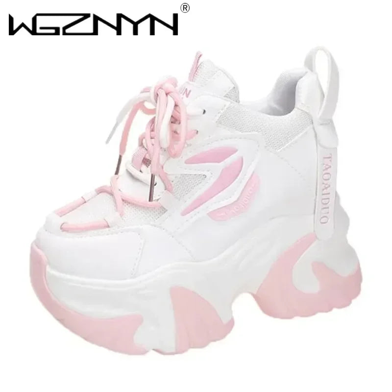 Fashion Sneakers For Women 11CM Platform Chunky Casual Shoes High Quality Autumn Woman Tenis Female Walking Trainers Thick Sole