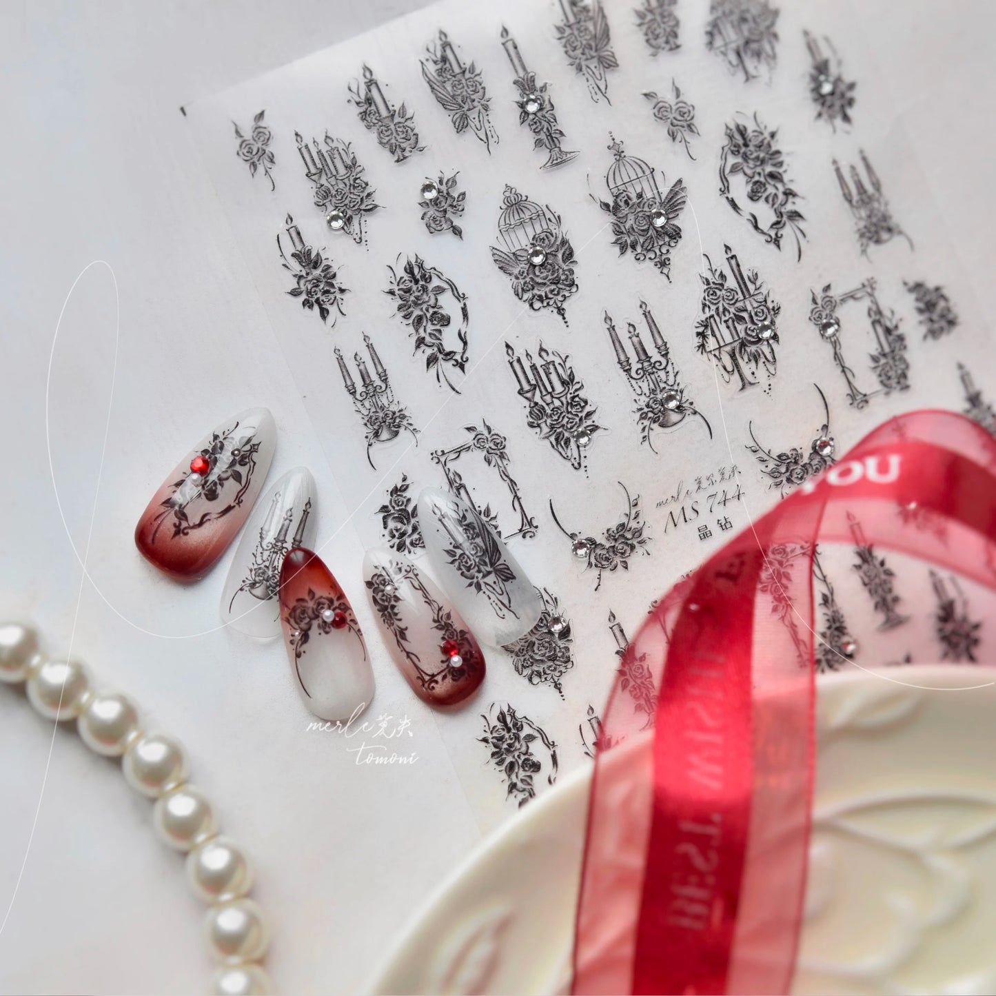 Tomoni Nailart 5D Rose Nagelsticker - Selbstklebend PVC 1St