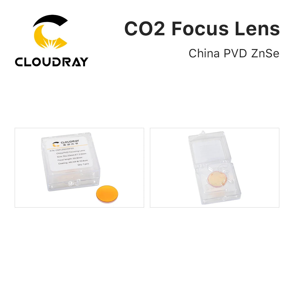 Cloudray China CO2 ZnSe Focus Lens Dia.18 19.05 20 mm FL38.1 50.8 63.5 101.6 127mm 1.5 - 4" for Laser Engraving Cutting Machine