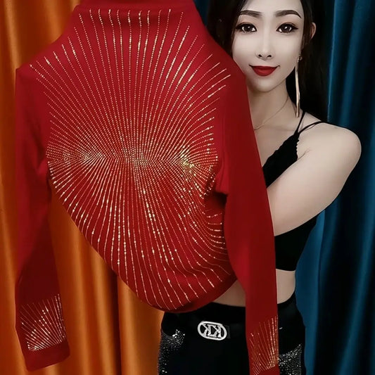 COZOK Pailletten Rollkragenpullover - Größe XL Polyester