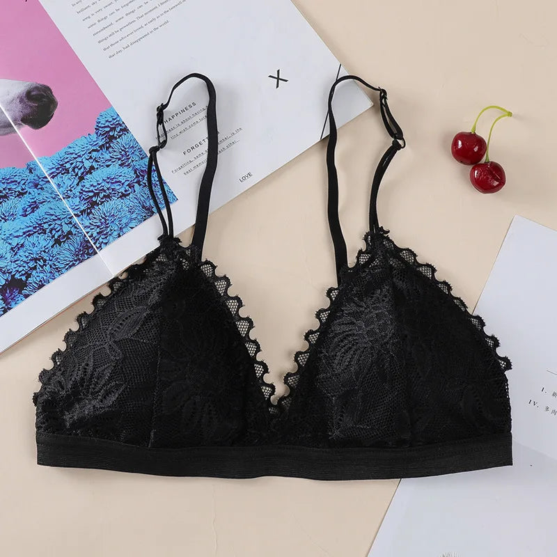 elegant Floral Lace Bra Top For Women Push Up Female Lingerie breathable Bralette Removable Pad Thin Fashion New Wireless Bras