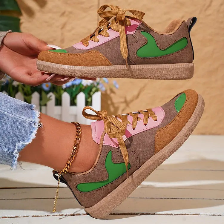 Sneakers Women Fashion Platform Casual Single Shoes Breathable Flat Bottom Lace Up Lightweight Sneakers Shoes Zapatos De Mujer