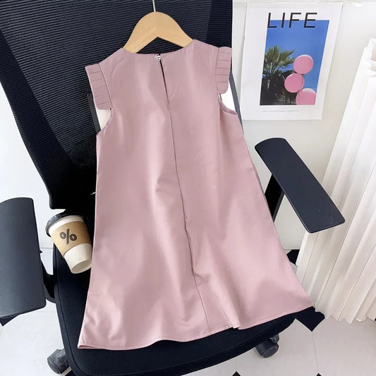 Kids Dresses for Girls 3D White Flower Princess Dress Girls' Pink Clothes Summer New Casual Vest Dress Flower Girl Dresses - Golden Bridge Store