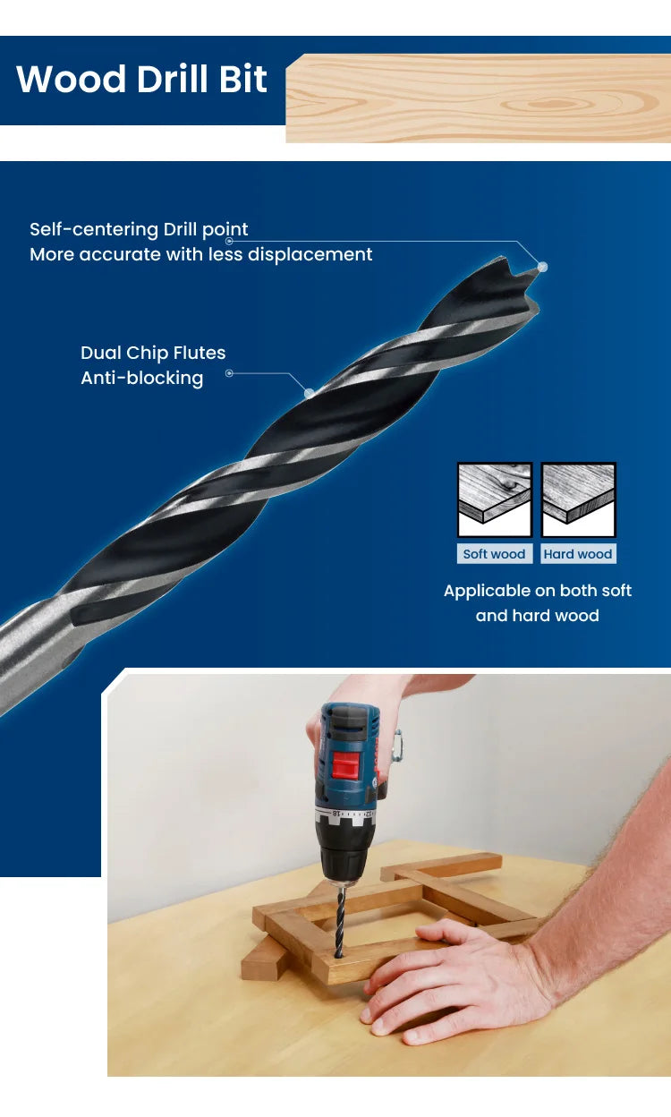 Bosch 15 Pcs Electric Drill Bits Mixed Kit 3/4/5/6/8Mm High-Speed Steel Drill Set for Wood/metal/stone Drilling Hole