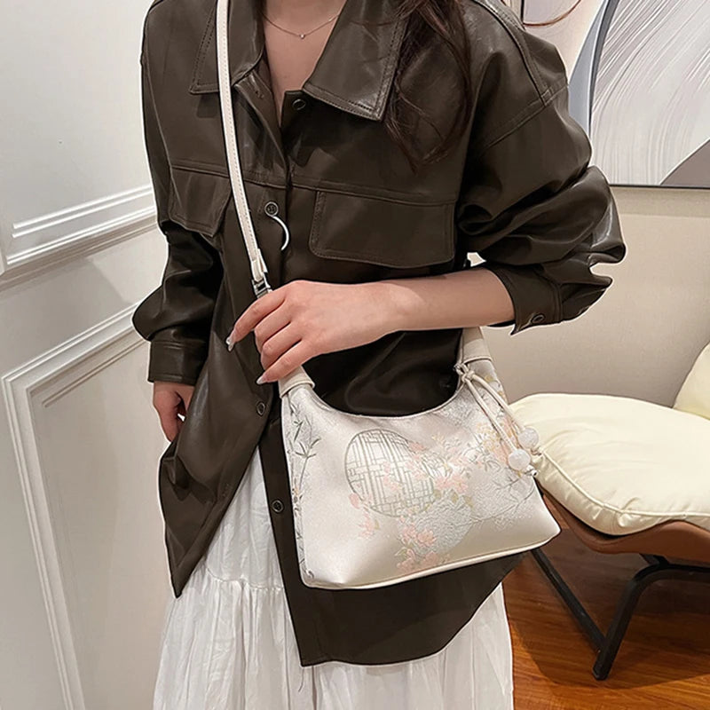 Hebei Choice Stickerei Umhängetasche - 3L 25x18cm Leicht