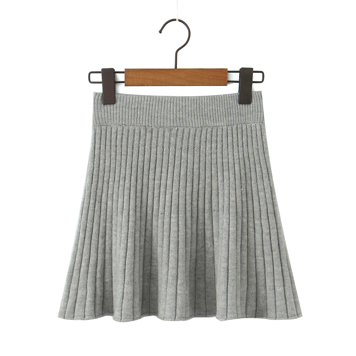 ZJOAN SHOWCN O-Neck Cardigan Set - Knopfverschluss Kurzrock Elastischer Bund Grau Khaki Größe Regular Extra-Heavy