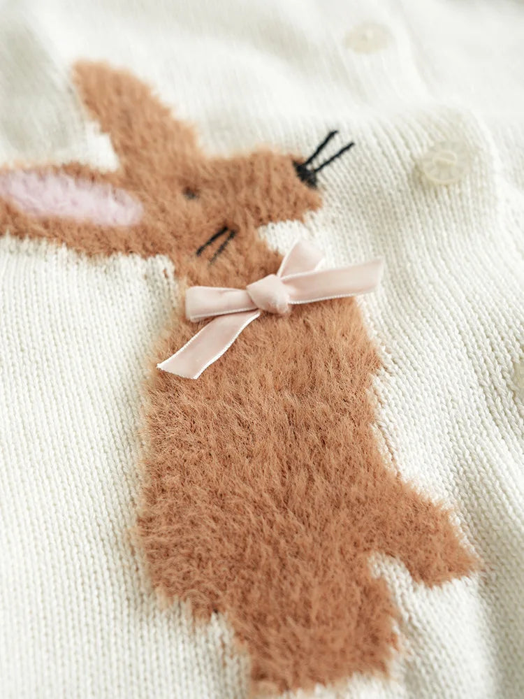 Deer jonmi Gestrickter Pilz-Pullover - Baumwolle Vollärmel