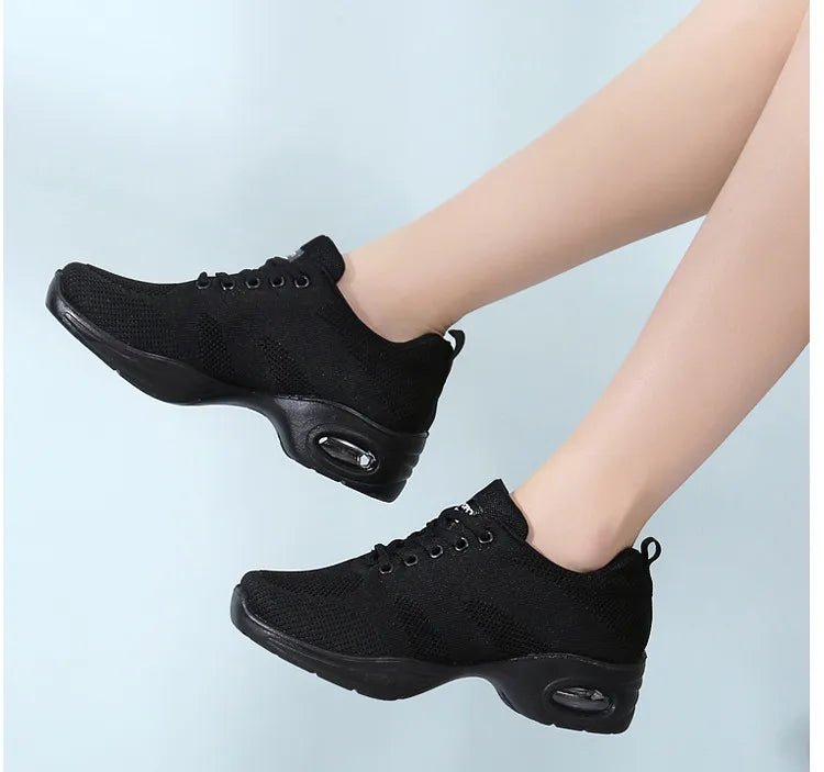 Sneakers Dance Shoes For Women Flying Woven Mesh Comfortable Modern Jazz Dancing Shoes Girls Ladies Outdoor Sports Shoes