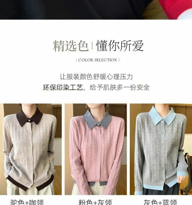 CN Fujian Zweiteiliger Strickcardigan - Größe L Polyester Knopf