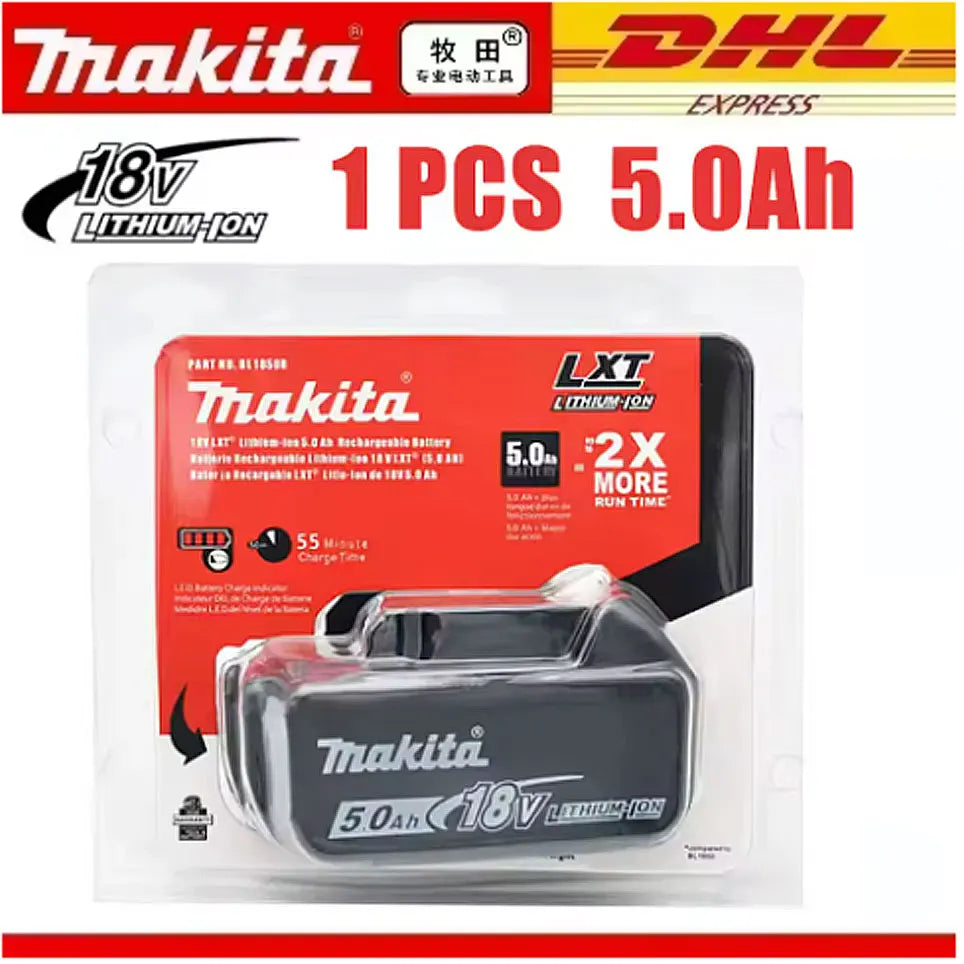 Genuine Makita 18V Battery With Charger,Makita 18 V Battery 6.0Ah 5.0ah,,Rechargeable Lithium Ion For BL1850 LXT400 Power Tool