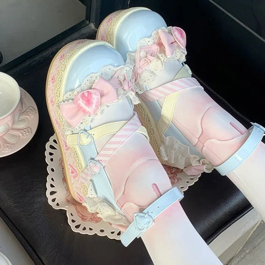 Lolita-Schuhe 2025: Thick-Sole Platform Cross-Strap - Princess Party Collection