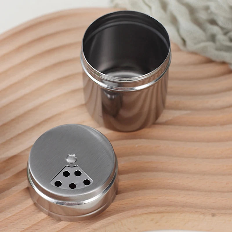 Multi-purpose Stainless Steel Seasoning Jar Toothpick Holder Salt Sugar Bottle Rotating Cover Spice Pepper Shaker Kitchen Gadget