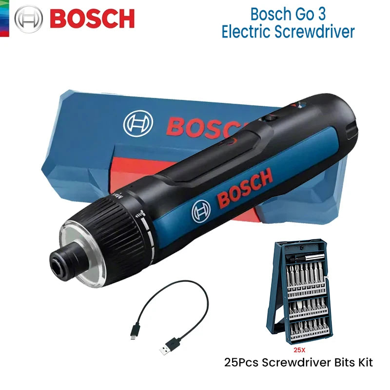 Bosch GO 3 /GO2 Cordless Screwdriver 3.6V Rechargeable Electric Screw Driver Multi-Function Drill Repairing Power Tools Kit GO 2