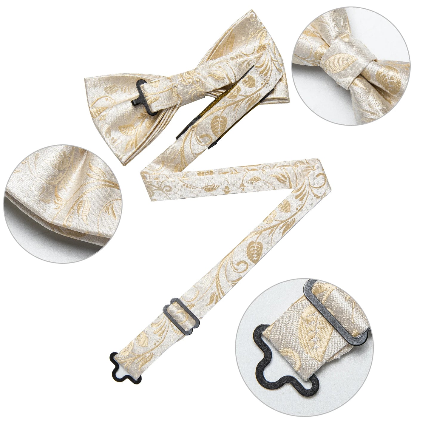 Designer Men's Silk Bowties Pocket Square Cufflink Set for Man Wedding Pre-tied Bow Ties Fashion Butterfly Knot Business Bowties