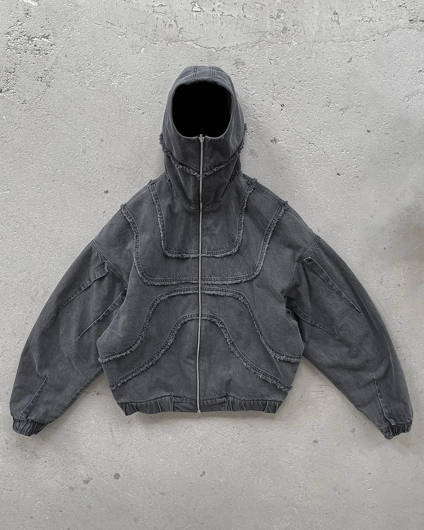Washed Denim Jacket Y2K American Double Zipper Stitching Flanging Design Streetwear Gothic High Street Oversized Unisex Pullover