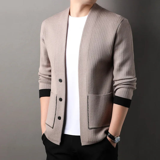 CN Cardigan Einfarbig - V-Ausschnitt, Polyester, Einreihiger Verschluss