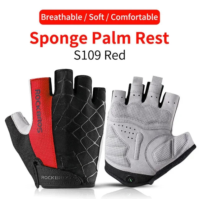 ROCKBROS Radfahren Fahrrad Handschuhe Halb Finger Stoßdämpfend Atmungsaktiv MTB Berg Fahrrad Sport Handschuhe Männer Frauen Radfahren Ausrüstung - Golden Bridge Store