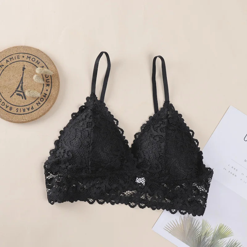 Floral Lace Bra Non-Wire Push Up Bras For Women Padded Brassiere Female Underwear elegant Lingerie V-neck Bralette Intimates
