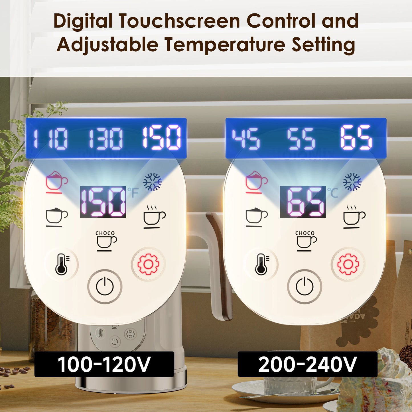 BioloMix 5-in-1 Milk Frother with Upgraded LED Display Touch Screen - Hot And Cold Foam Maker Milk Warmer for Coffee Latte