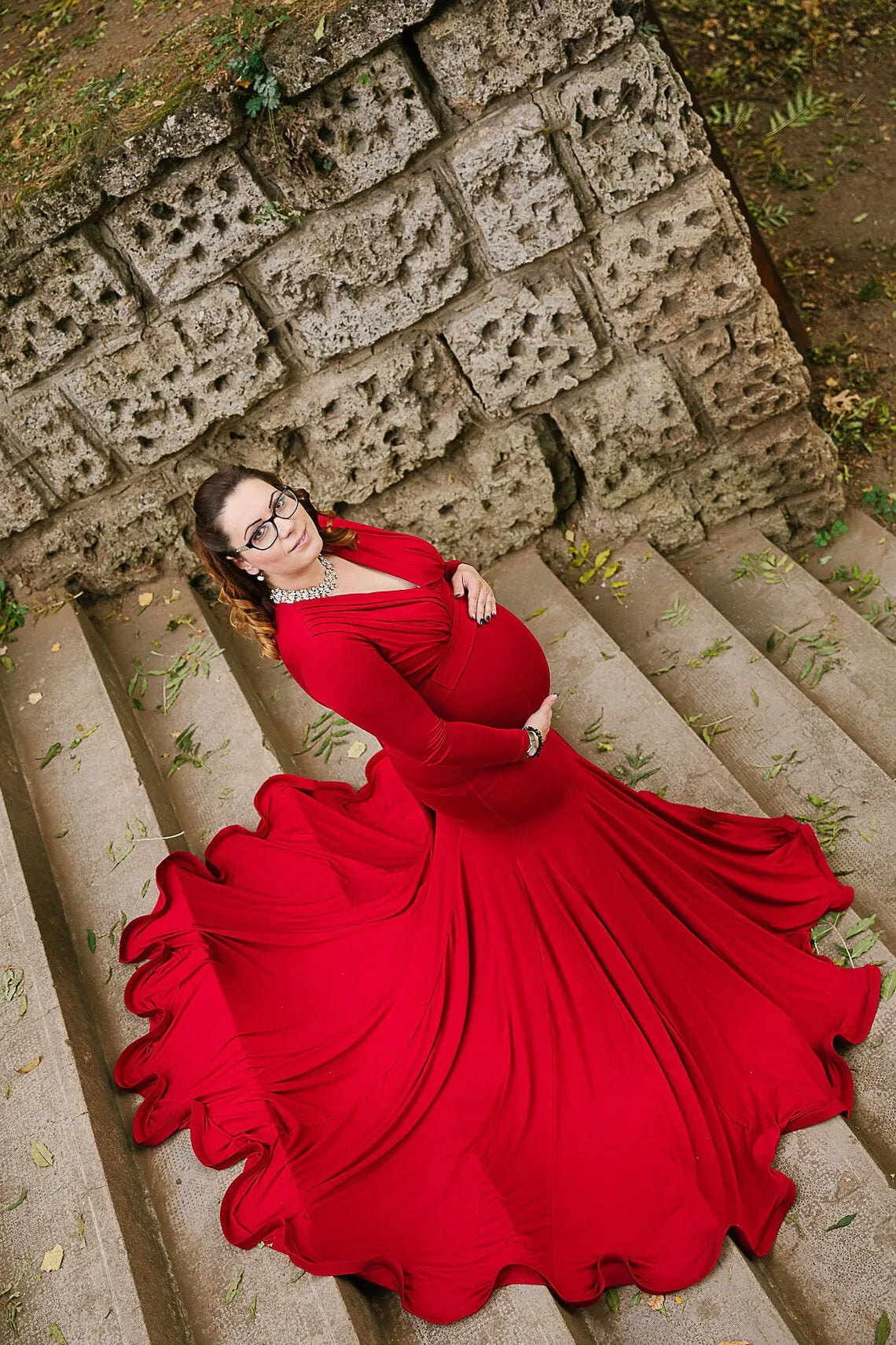 Rochie de maternitate pentru femei, primăvară-toamnă, elegantă, subțire, cu decolteu în V, mânecă lungă, tip sirenă, Maxi, pentru fotografie, ședință foto pentru bebeluși