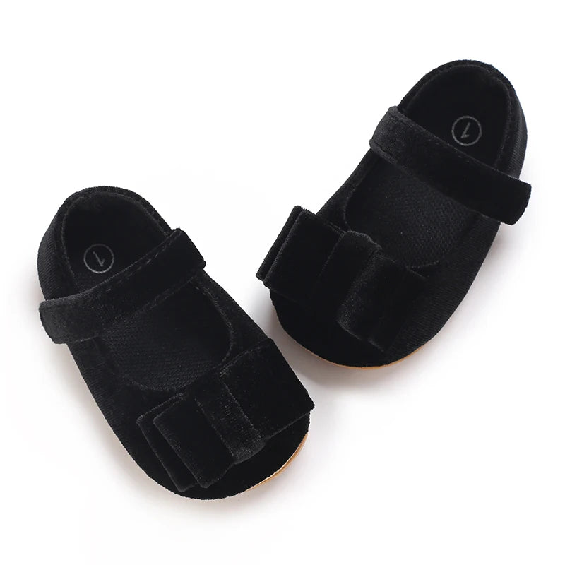 Baby-Prinzessinnen-Schuhe 2025: Velvet-Bow Flat-Shoes - First Step Collection