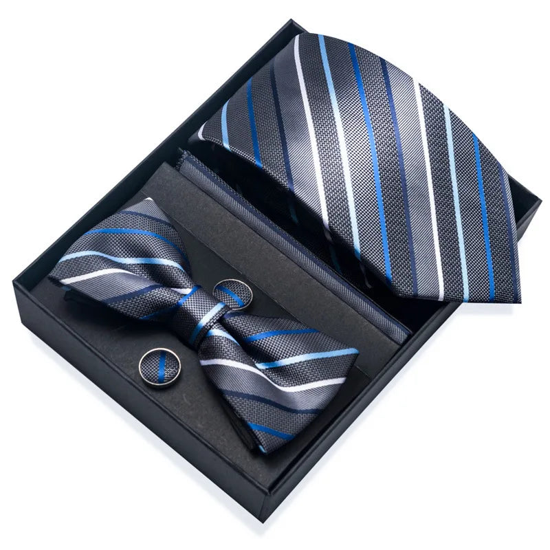 Men's Tie Pin cuff square bow Tie with pocket square cufflinks Set Paisley Men's Business Wedding Suit Accessories 6-piece set