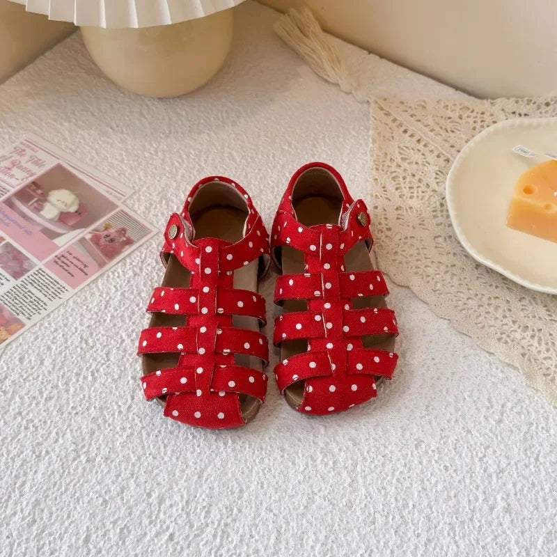 Mädchen-Sandalen 2025: Polka-Dots Princess Korean-Style - Sweet Summer Collection