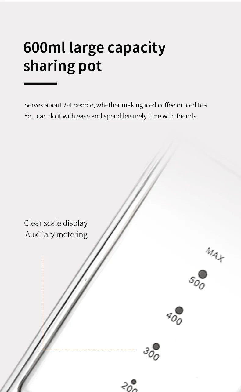 Glass Ice Drip Cold Brew Coffee Pot Portable Ice Cold Drinking Coffee Maker Home Kitchen Use Pour Over Kettle Removable Cleaning