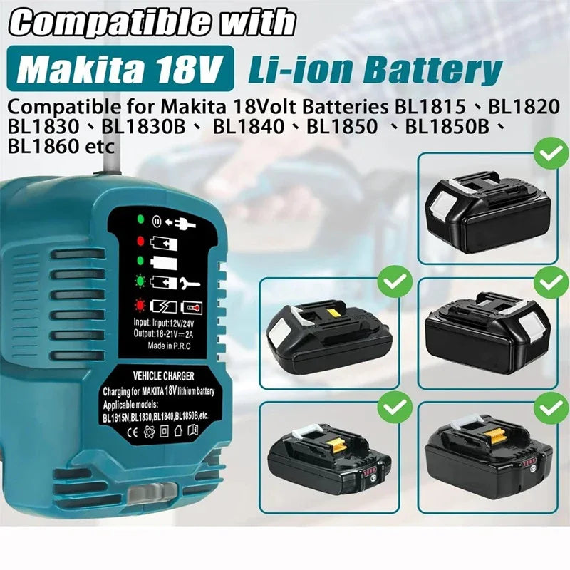 Auto-Ladegerät 2025: ZWINCKKY Portable Vehicle Charger Makita 18V Li-ion Battery - Replacement Compact DC 12V/24V Car Charger LED Indicator Collection