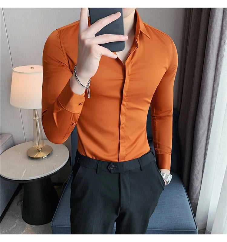 8Farben SlimFit Langarmhemd - Gr. M-L, Feiner Stoff