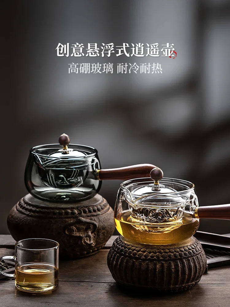 Glas-Teekanne 2025: Heat-Resistant Rotating-Leisure - Tea Set Collection
