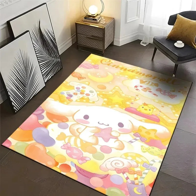 Cute cartoon Sanrio cinnamon dog printed carpet kids room game non-slip soft floor mat living room bedroom home decoration