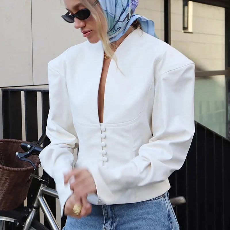 Tornova Taillierter V-Neck Blazer - Größe M Slim Kurz