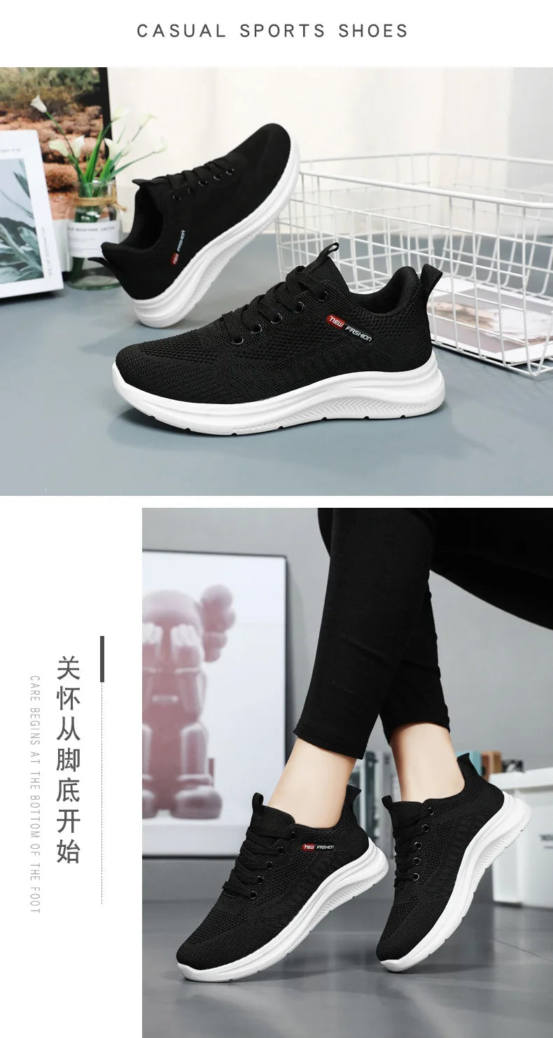 Damen 2025 Frühling Und Herbst Neu Gestrickt Damen Schuhe Schuhe Weiche Sohle Casual Sport Schuhe Für Damen Sneakers