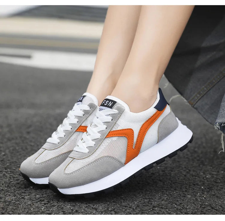 New Women's Sneakers Fashion Breathable Unisex Casual Shoes Lightweight Lace-Up Running Shoes Outdoor Platform Tennis Shoes Male