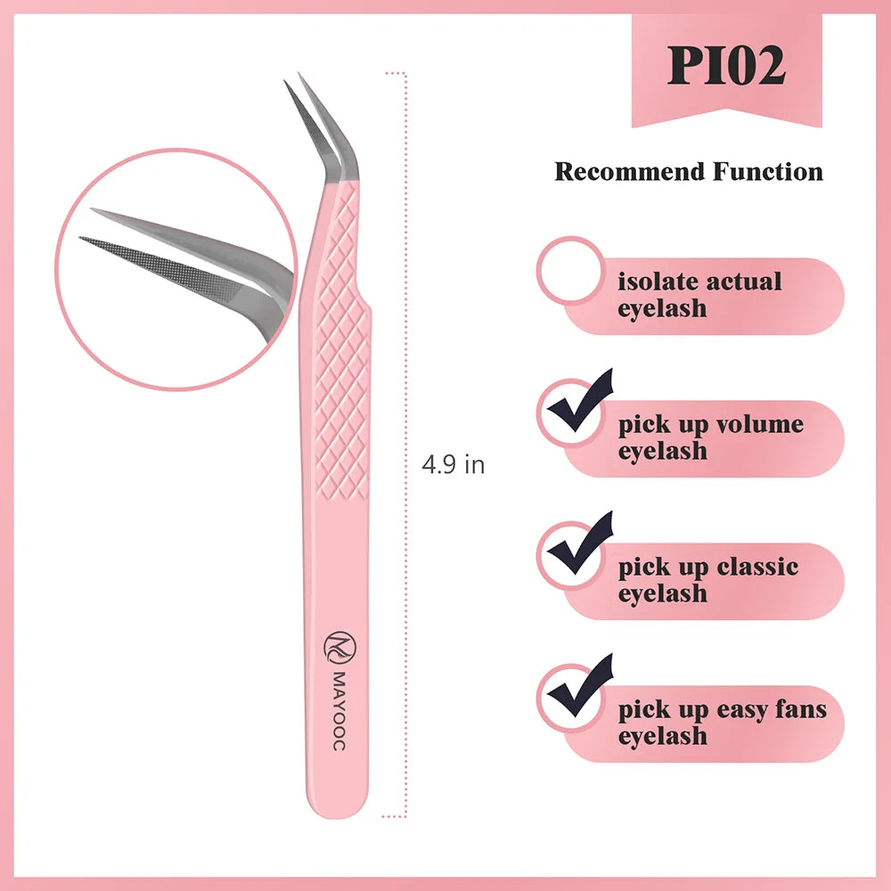 Eyelash Extensions Tweezers  With Fiber Tips Lash Artists High Precision Superhard Anti-Static Tweezer Makeup Tools Custom Logo