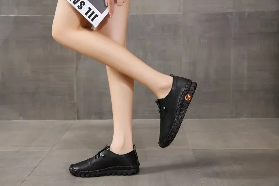 Sneakers Women Shoes Leather Loafers Shoes for Women Comfortable Slip on Shoes Hand Sewing Thread Mom Shoes Zapatillas De Mujer