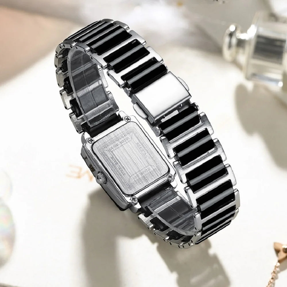 Luxury Brand CHENXI Elegant Women Watch Rhinestone White Silver Simple Stylish Ceramics Bracelet Quartz Casual Lady Wristwatch