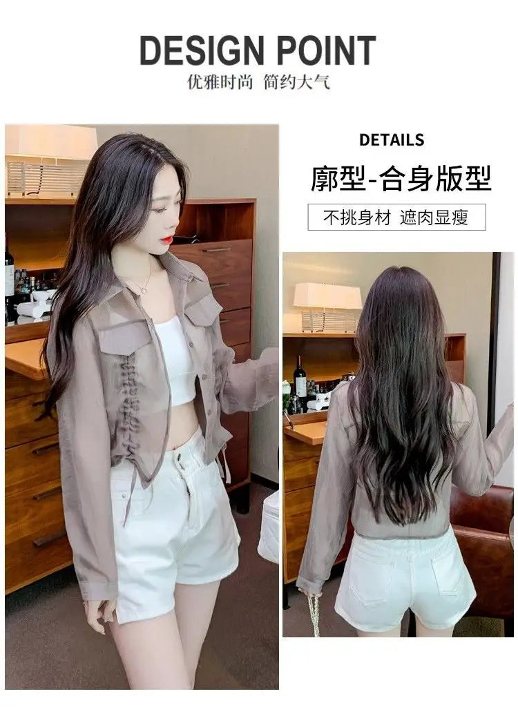 Cardigan ușor din șifon Liora - Femei, mărime S/M, scurt