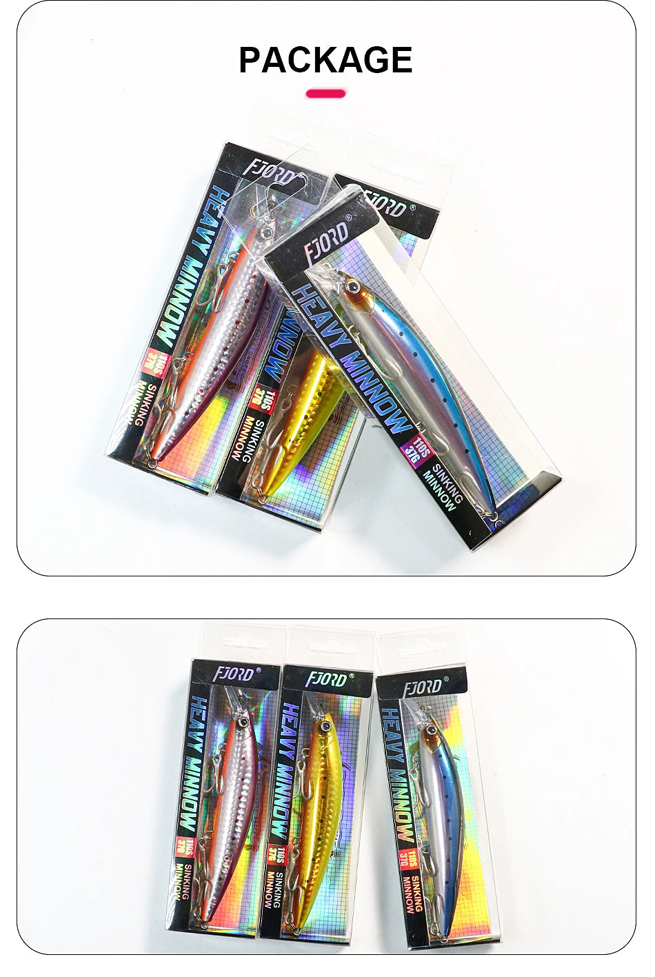 FJORD 110S 37g 90S 29g 70S 17g Schweres Sinken Minnow Angeln Köder Salzwasser Süßwasser Langer Wurf Meer Kunstlicher Köder Jerkbait