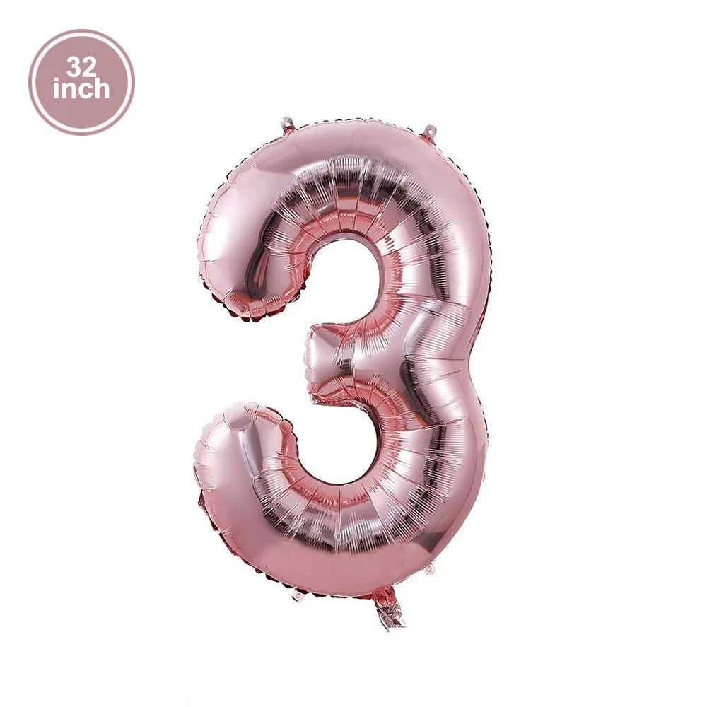 PartiesTour 32Inch Zahlenballon Rosa - Folie 81cm Groß