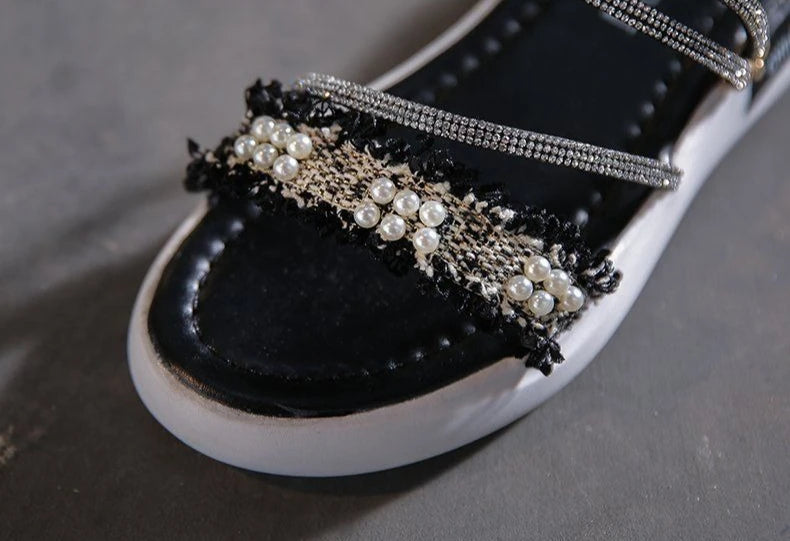 Perlen Damen Sandalen Platform Strass - Luxus Damen Schuhe Sommer Korea Designer - Die Besten 2025 Anti Rutsch Günstiger Preis