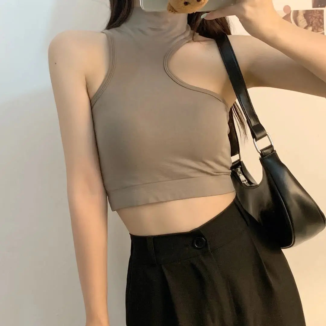 Tops for Woman Knitted Sexy Crop Tops Off Shoulder Halter Tanke Top Women Built In Bra Camis for Womens Sleeveless Hot Sale