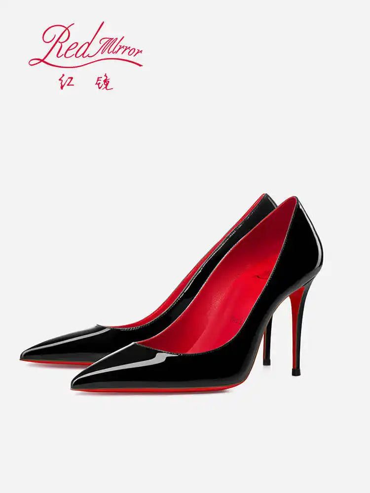 elegant woman heeled shoes 2024 trend luxury Brand Women High Heels Red Shiny Bottoms shallow Pumps Pointed Toe Sexy Women 12cm