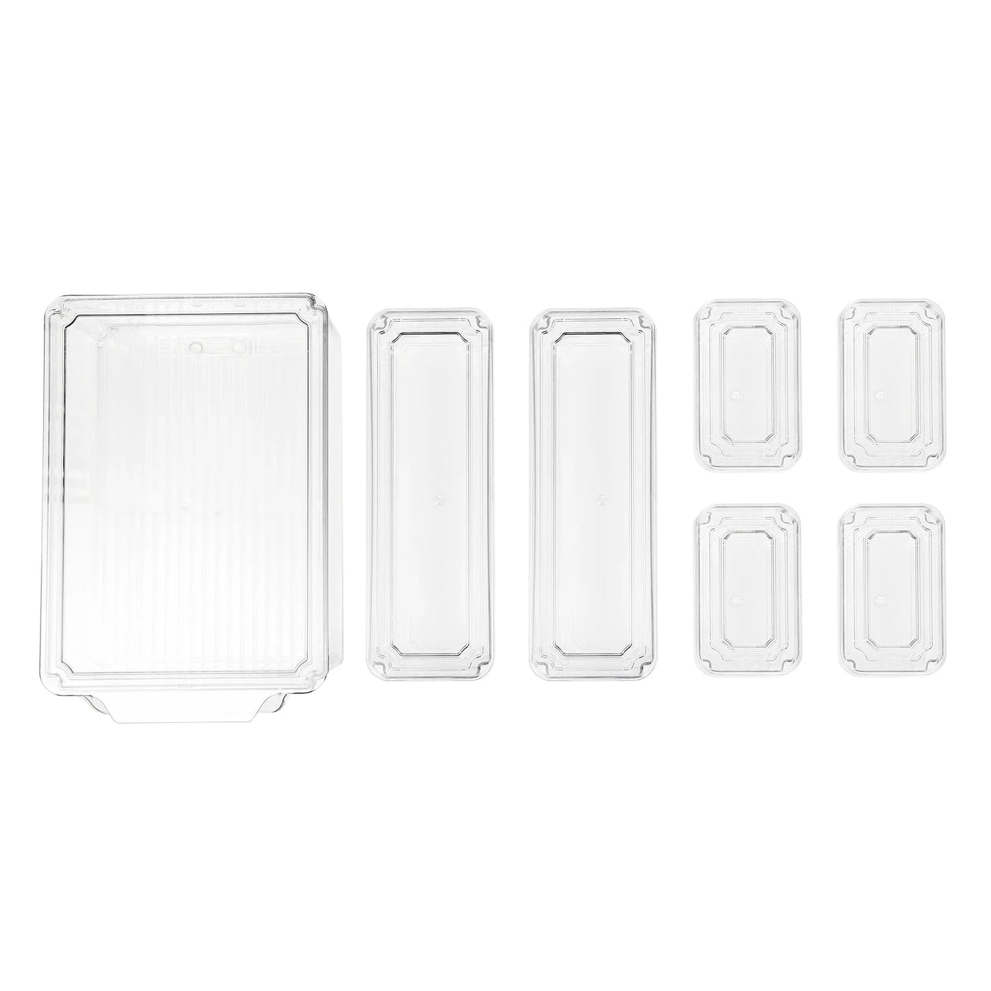 7-teilige Kühlschrank-Organizer, stapelbare Aufbewahrungsbehälter mit Deckel, durchsichtige Kunststoff-Aufbewahrungsbehälter, für Obst, Gemüse, Gefrierschrank