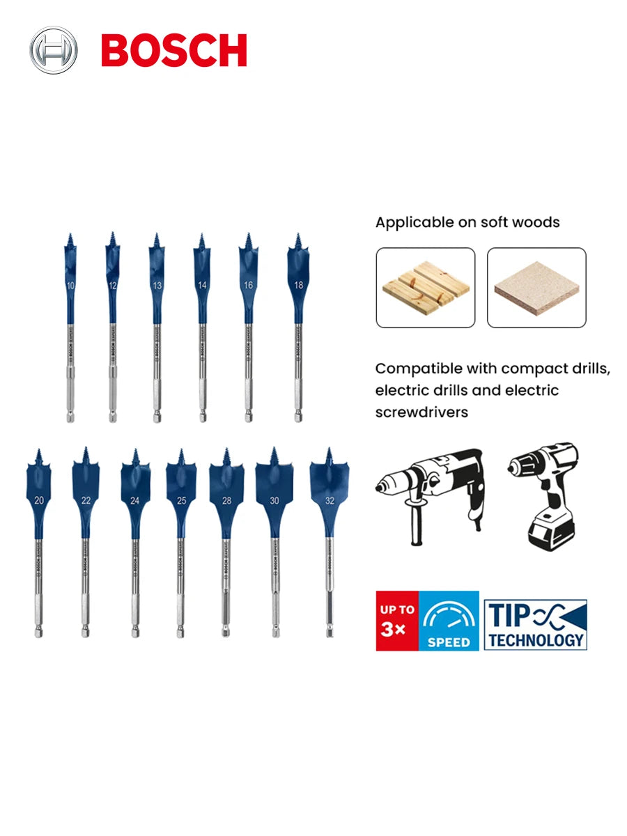 Bosch Expert Drill Bits Wood Drilling Self-tapping Thread 1/4 "HEX Shank Power Tool Accessories for Electric Screwdriver