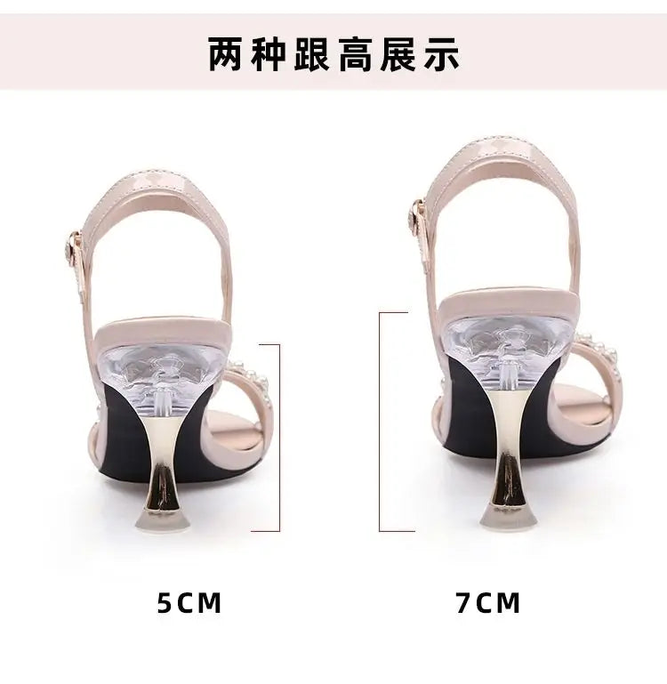Elegant Sandals Ladies 2023 Shoes for Women Sandals Summer 2023 Fashion Crystal Transparent Thin High Heels Sandals Female 35-40